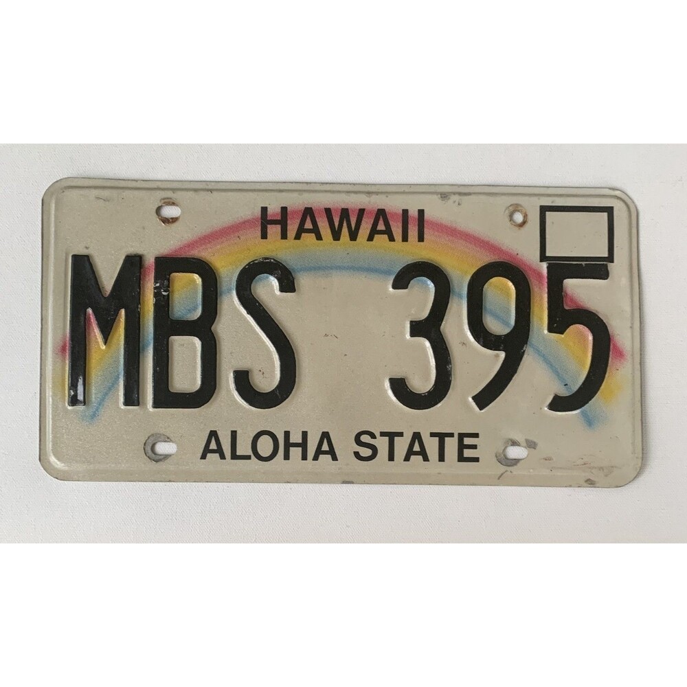Vintage Hawaii  Aloha State License Plate Rainbow MBS 395